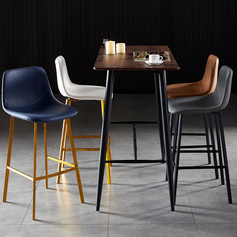 Sgabello da bar stile scandinavo con seduta quadrata pelle Sgabello da bancone Sgabello da bar da cucina Clearhalo