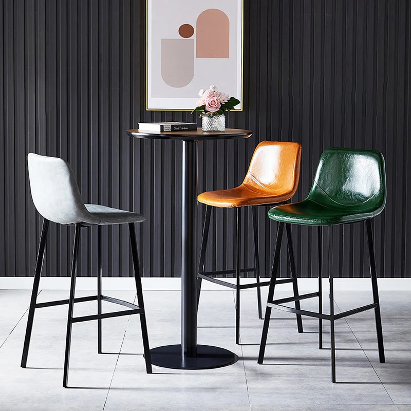 Sgabello da bar stile scandinavo con seduta quadrata pelle Sgabello da bancone Sgabello da bar da cucina Clearhalo