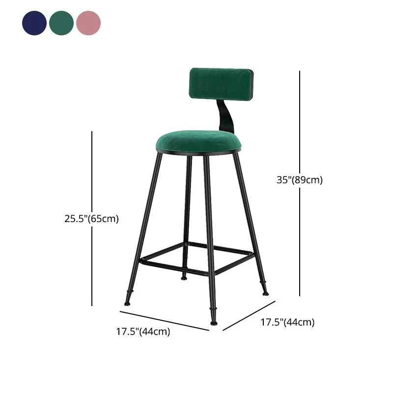 Sgabello da bar velluto stile nordico Sgabello da bar 4 gambe ferro nero per interni per caffetteria Clearhalo