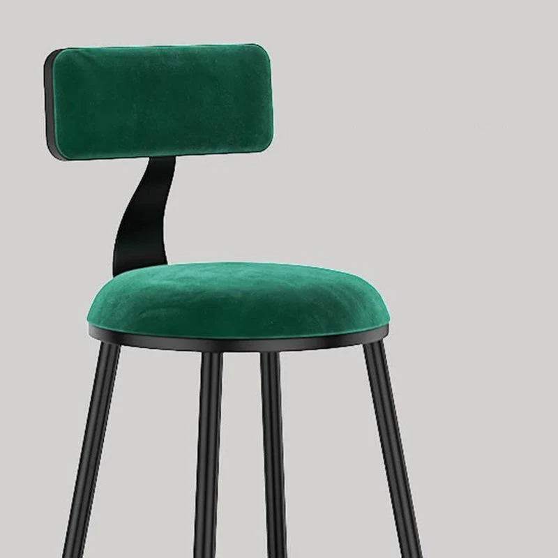 Sgabello da bar velluto stile nordico Sgabello da bar 4 gambe ferro nero per interni per caffetteria Clearhalo