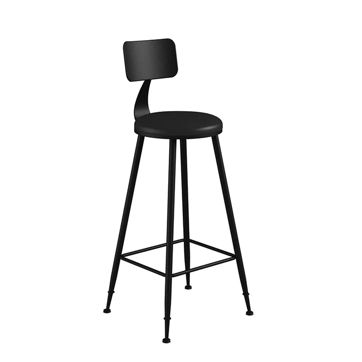 Sgabello da caffetteria con finitura opaca industriale, poggiapiedi, sgabello con schienale basso Clearhalo