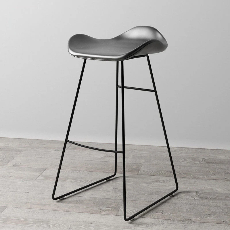 Sgabello da casa pelle senza braccioli, poggiapiedi moderno, sgabello da bar con finitura opaca Clearhalo
