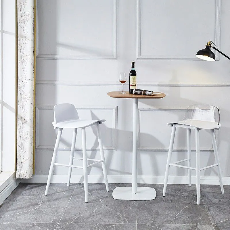 Sgabello da casa scandinavo con poggiapiedi Sgabello da bar plastica con finitura opaca Clearhalo