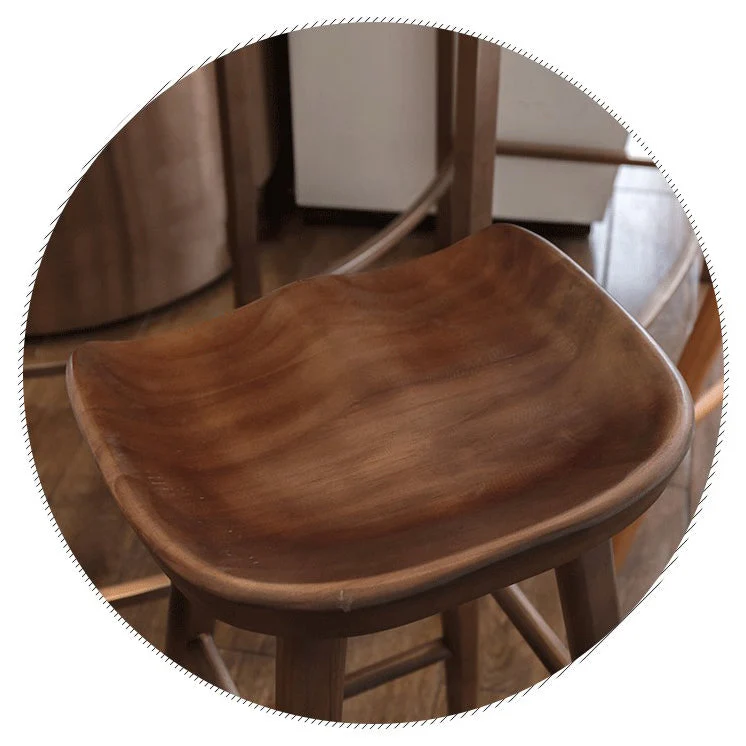 Sgabello moderno con poggiapiedi senza schienale Sgabello da bar sagomato legno massello di pino Clearhalo