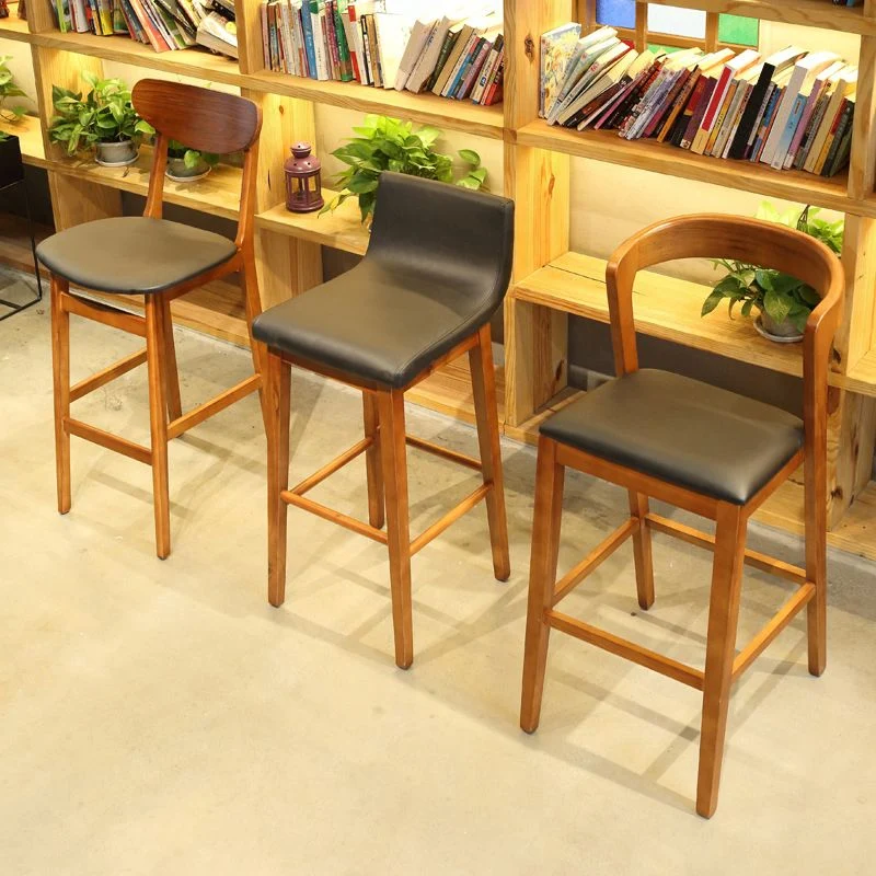 Sgabello moderno legno con schienale e sgabello da bancone per ristorante Clearhalo