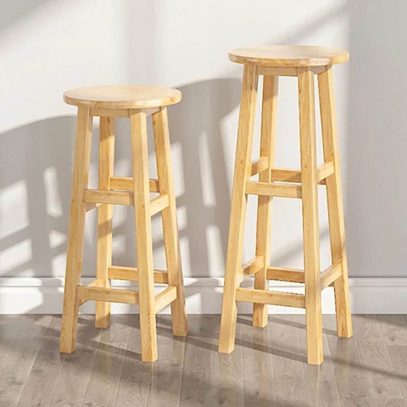 Sgabello moderno legno di gomma senza schienale Sgabello da bar con poggiapiedi naturale Clearhalo