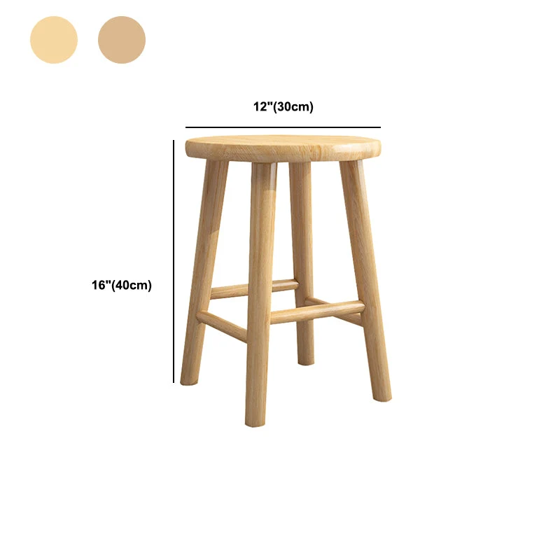 Sgabello moderno legno di gomma senza schienale Sgabello da bar con poggiapiedi naturale Clearhalo