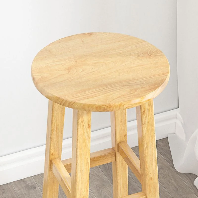 Sgabello moderno legno di gomma senza schienale Sgabello da bar con poggiapiedi naturale Clearhalo