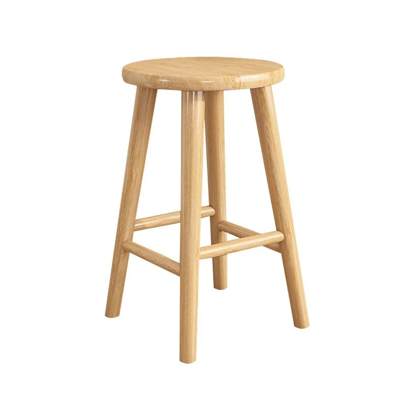 Sgabello moderno legno di gomma senza schienale Sgabello da bar con poggiapiedi naturale Clearhalo
