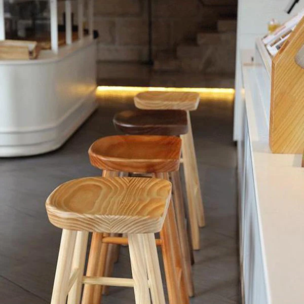 Sgabello moderno legno Sgabello da bancone con seduta rettangolare finitura opaca Clearhalo