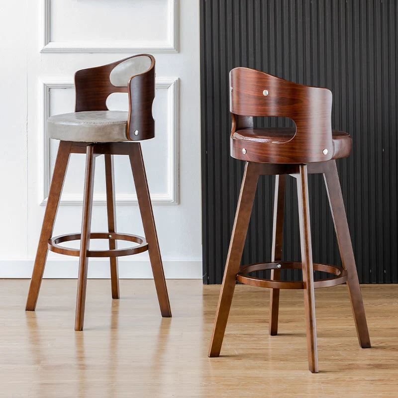 Sgabello moderno legno Sgabello da bancone ecopelle con finitura opaca per interni Clearhalo