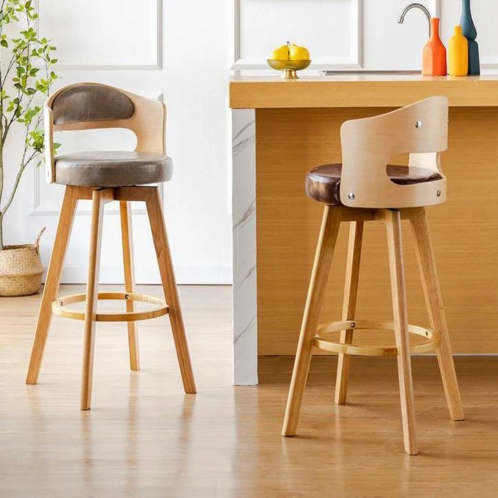 Sgabello moderno legno Sgabello da bancone ecopelle con finitura opaca per interni Clearhalo