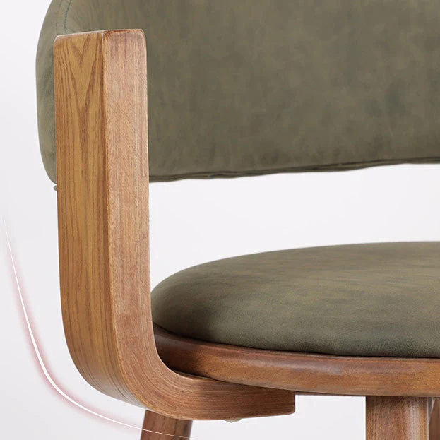 Sgabello moderno legno verde, mobili ecopelle, schienale basso con 4 gambe legno Clearhalo