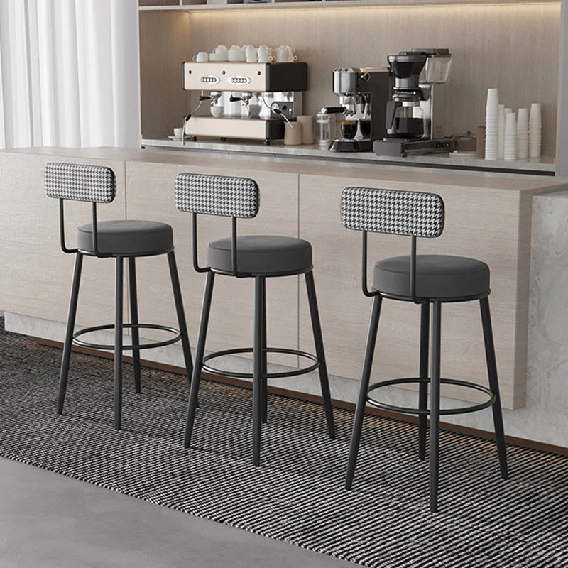 Sgabello moderno metallo Sgabello da bancone ecopelle con finitura opaca per interni Clearhalo