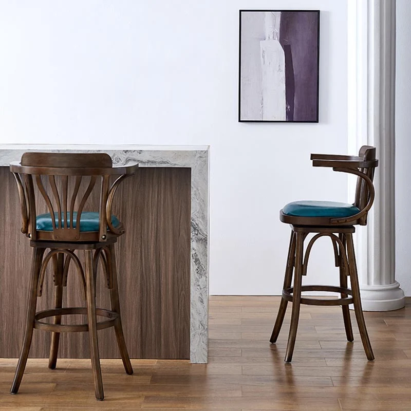 Sgabello moderno quadrato legno Sgabello da bar imbottito pelle con girevole Clearhalo