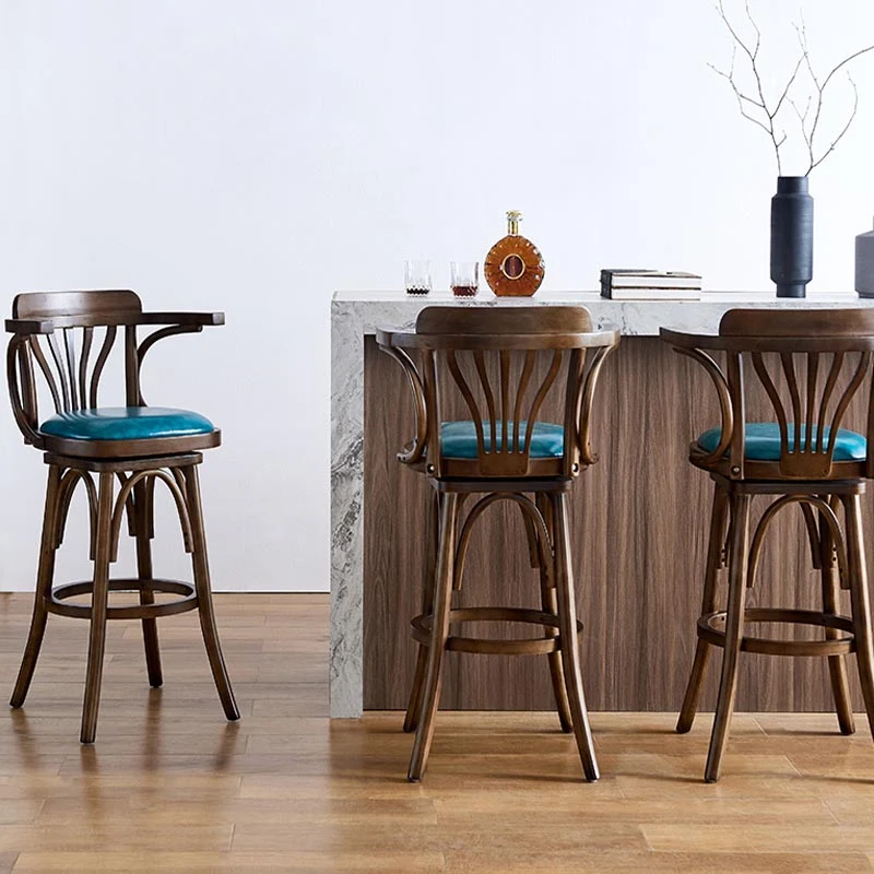 Sgabello moderno quadrato legno Sgabello da bar imbottito pelle con girevole Clearhalo