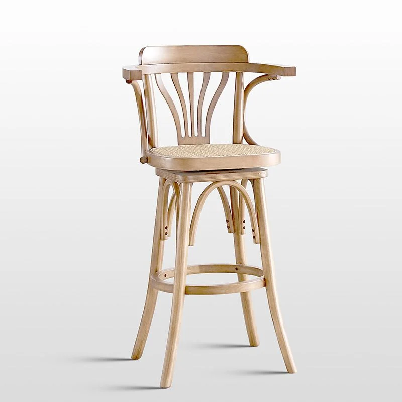 Sgabello moderno rattan armato Sgabello legno con schienale basso e girevole per ristorante Clearhalo