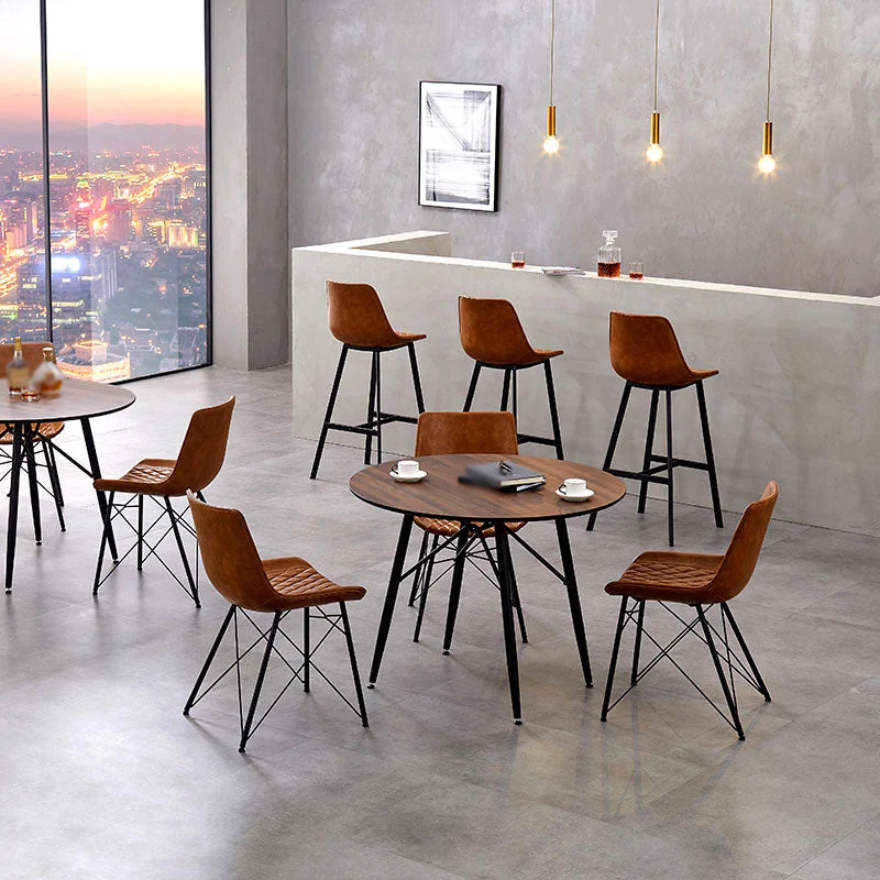 Sgabello poggiapiedi da ristorante scandinavo Sgabello da bar pelle con finitura opaca Clearhalo