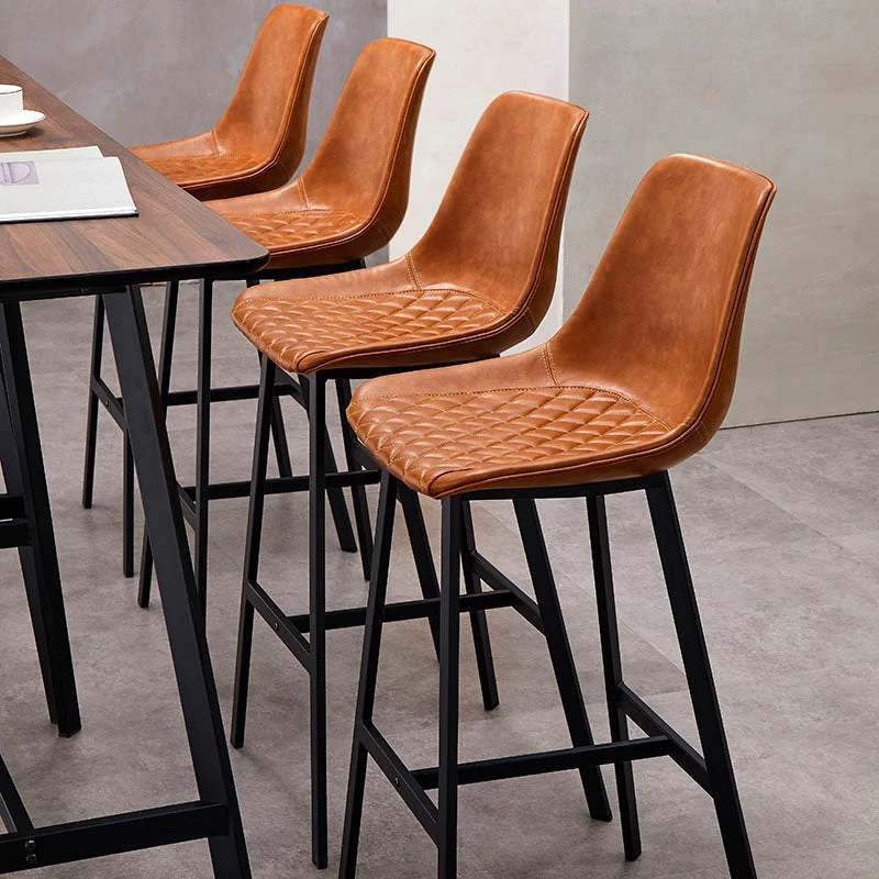 Sgabello poggiapiedi da ristorante scandinavo Sgabello da bar pelle con finitura opaca Clearhalo