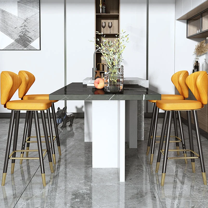 Sgabello poggiapiedi scandinavo Home Sgabello da bar pelle con finitura opaca Clearhalo