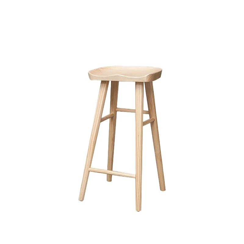 Sgabello da pranzo moderno legno massello Sgabello da bar e bancone sagomato senza schienale Clearhalo