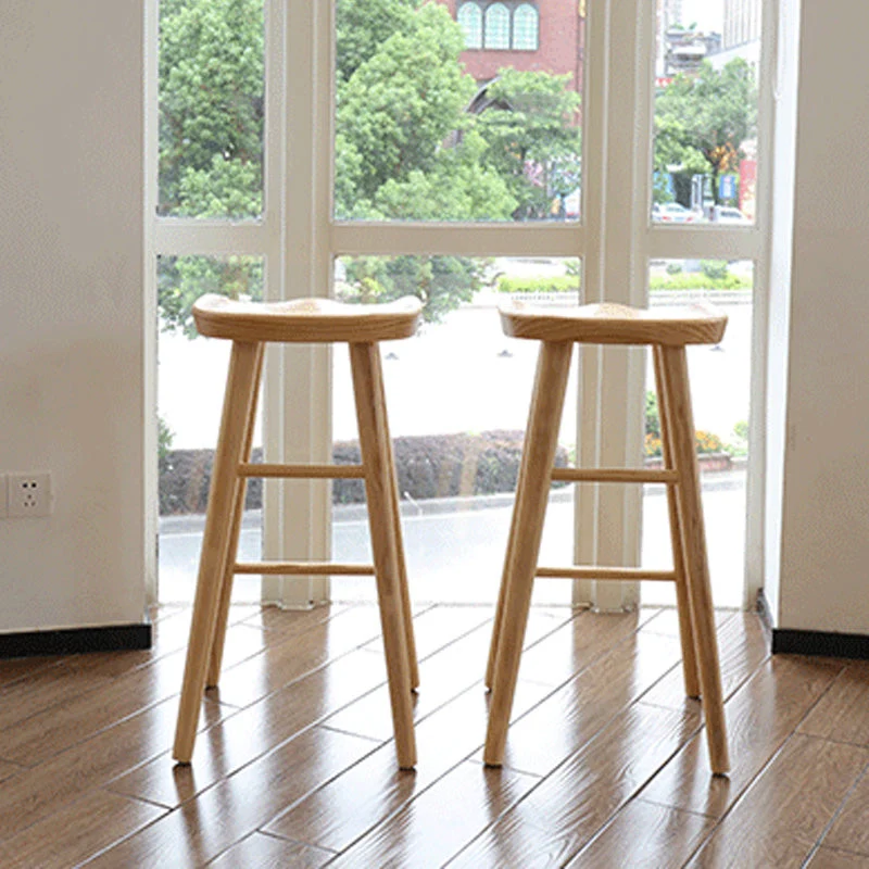 Sgabello da pranzo moderno legno massello Sgabello da bar e bancone sagomato senza schienale Clearhalo