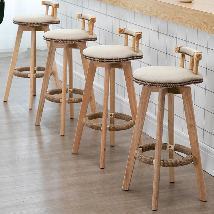 Sgabello da ristorante moderno legno di gomma Sgabelli da bar imbottiti con finitura opaca Clearhalo