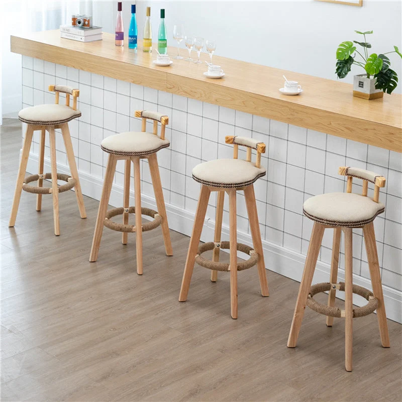 Sgabello da ristorante moderno legno di gomma Sgabelli da bar imbottiti con finitura opaca Clearhalo