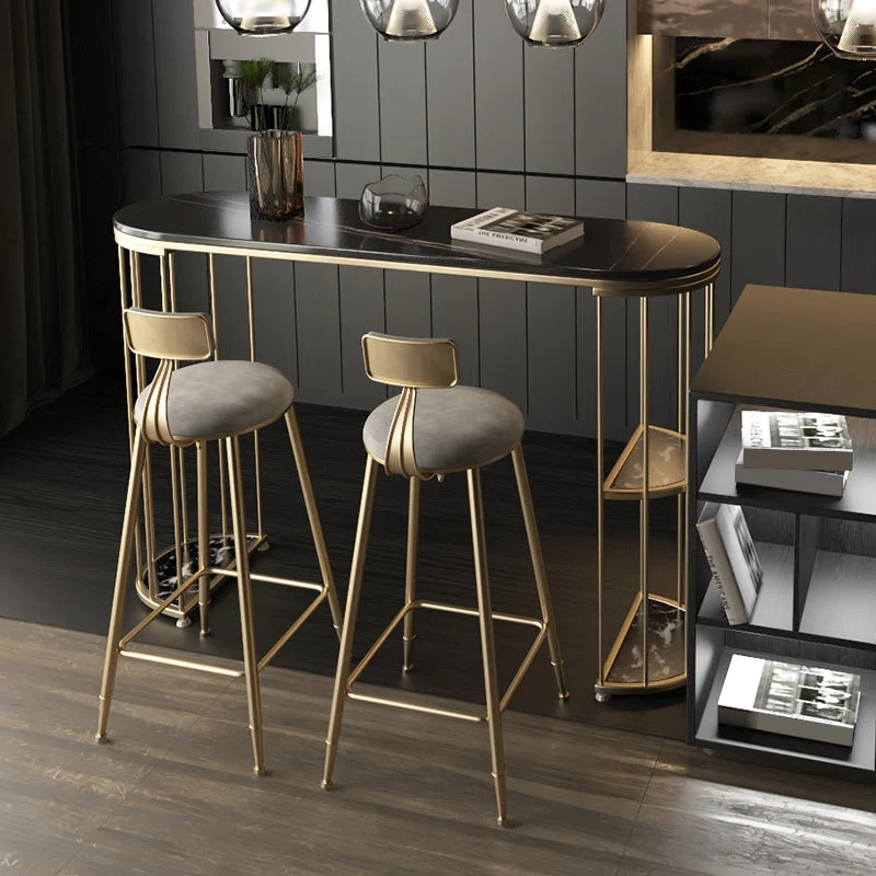 Sgabello scandinavo da bancone Sgabello da bancone rotondo velluto per soggiorno Clearhalo