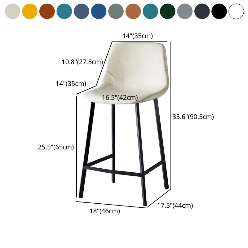 Sgabello scandinavo Bristol con schienale basso Sgabello da bar pelle con finitura opaca Clearhalo