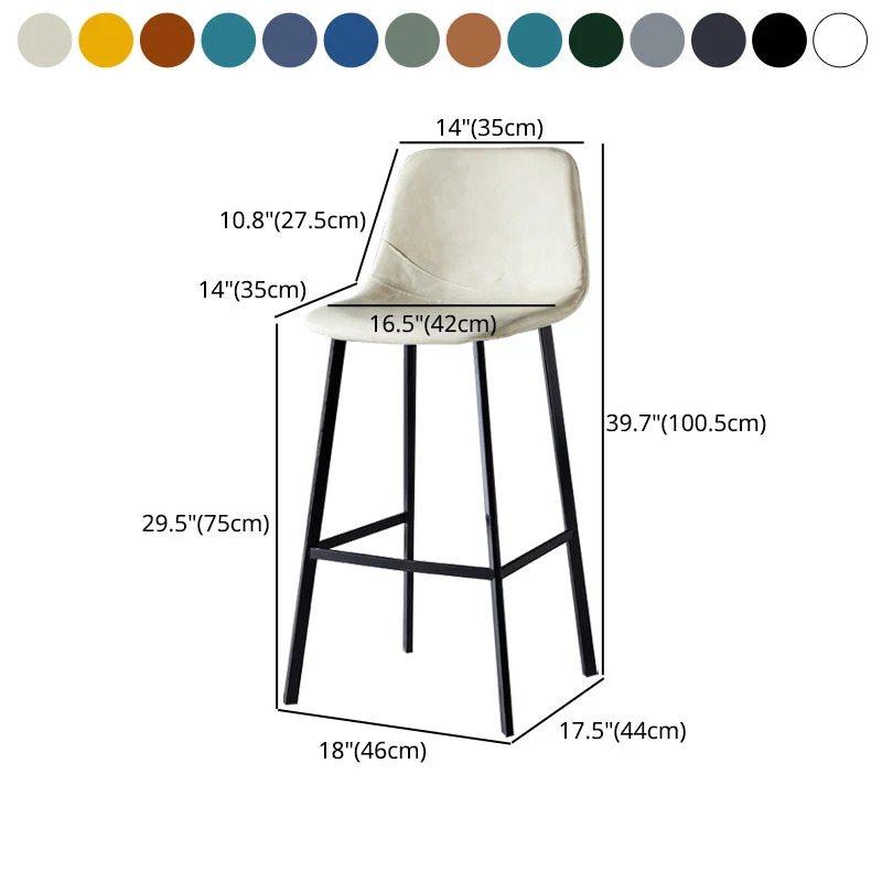 Sgabello scandinavo Bristol con schienale basso Sgabello da bar pelle con finitura opaca Clearhalo
