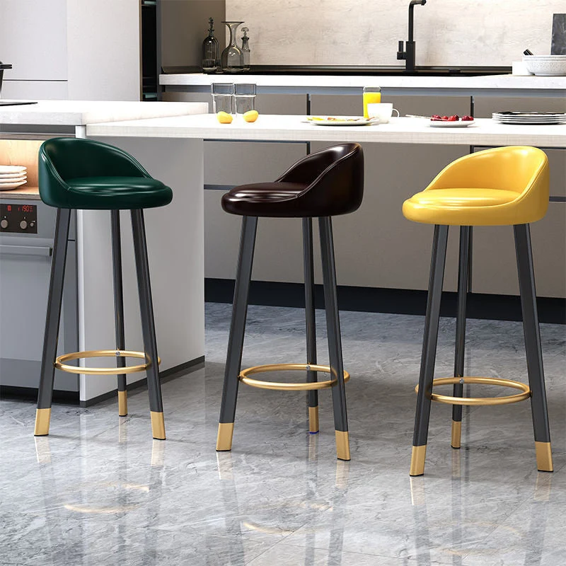 Sgabello scandinavo con schienale basso per reception, sgabelli da bar imbottiti con finitura opaca Clearhalo