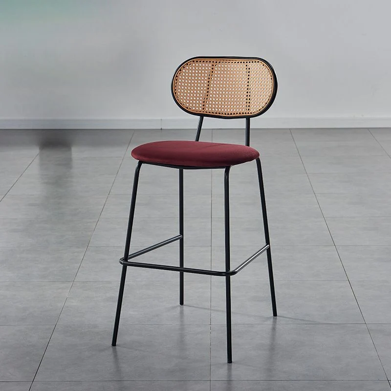 Sgabello scandinavo con schienale basso e senza braccioli Sgabello imbottito velluto Clearhalo
