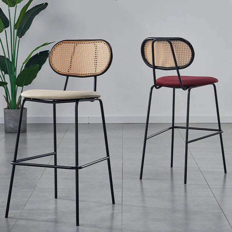 Sgabello scandinavo con schienale basso e senza braccioli Sgabello imbottito velluto Clearhalo