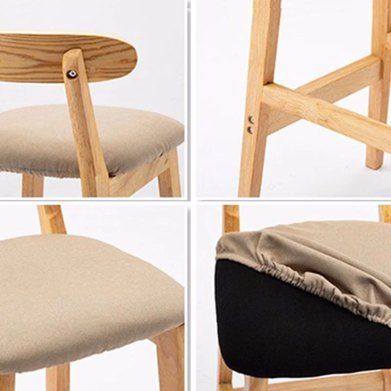 Sgabello scandinavo imbottito con poggiapiedi con schienale basso Sgabello da bar legno di gomma con finitura opaca Clearhalo