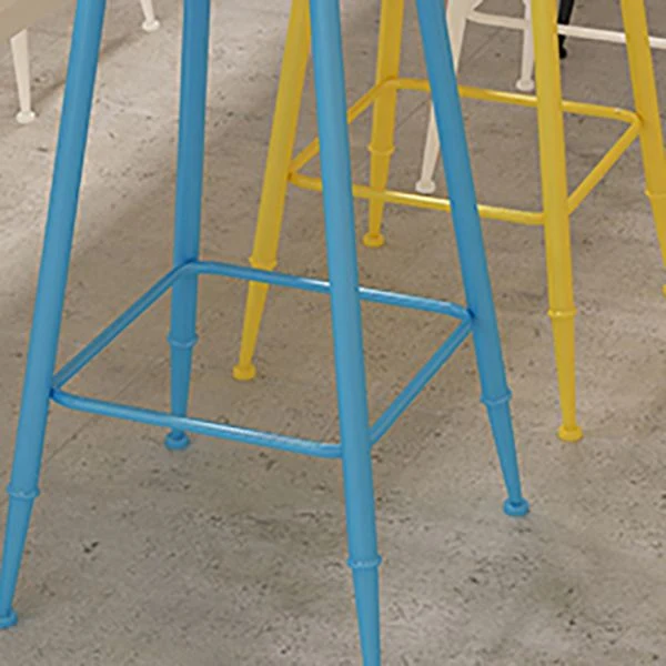 Sgabello scandinavo metallo Sgabello da banco imbottito con seduta rotonda ecopelle Clearhalo