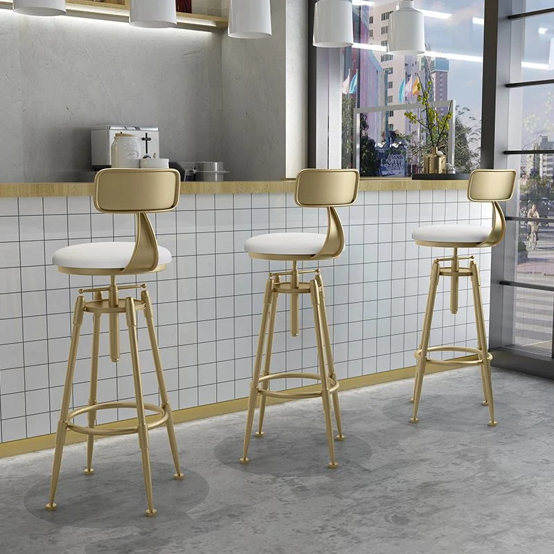 Sgabello scandinavo metallo Sgabello da bancone imbottito con seduta rotonda Clearhalo