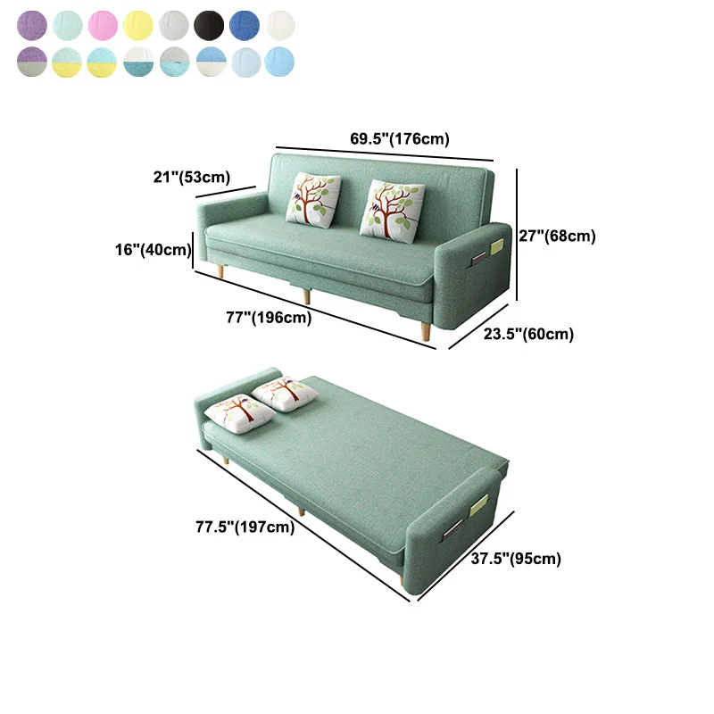 Soggiorno moderno divano letto lino 3 posti con braccioli quadrati Clearhalo