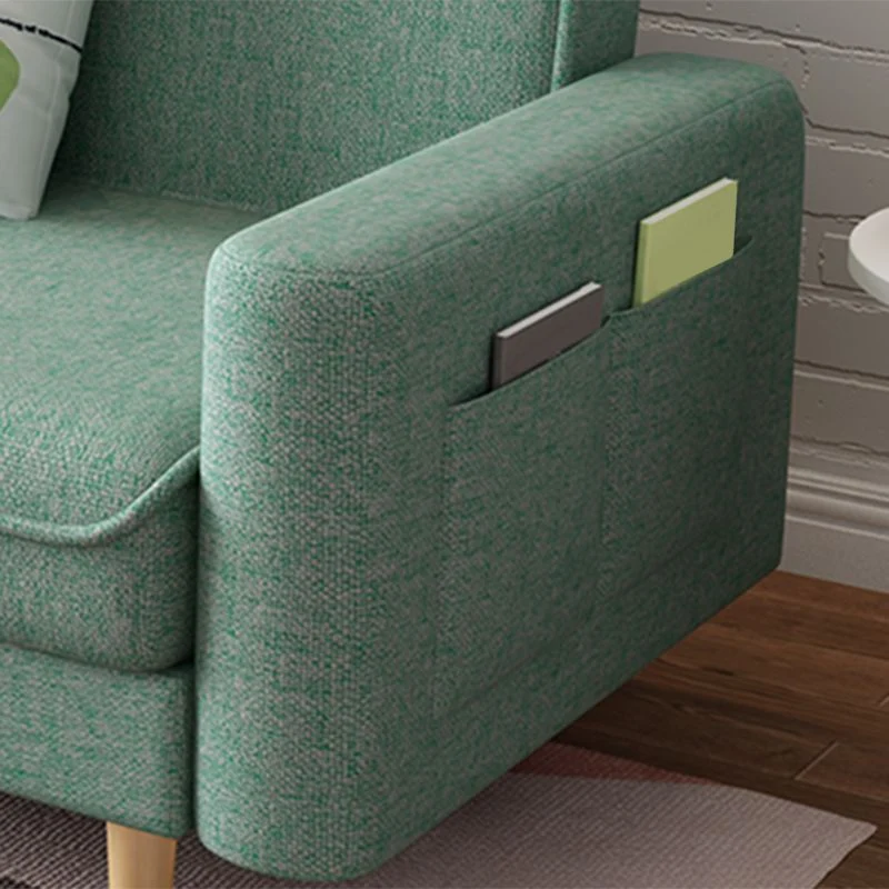 Soggiorno moderno divano letto lino 3 posti con braccioli quadrati Clearhalo