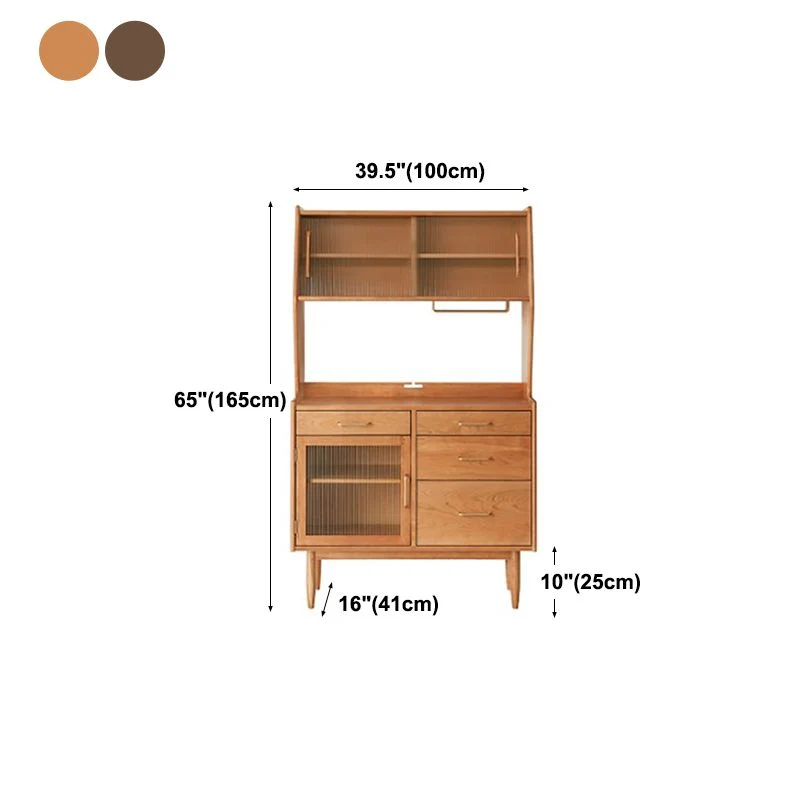 Soggiorno, stile glam, armadio con ripiano legno, tavolo da cucina con ante vetro, altezza 66 pollici Clearhalo