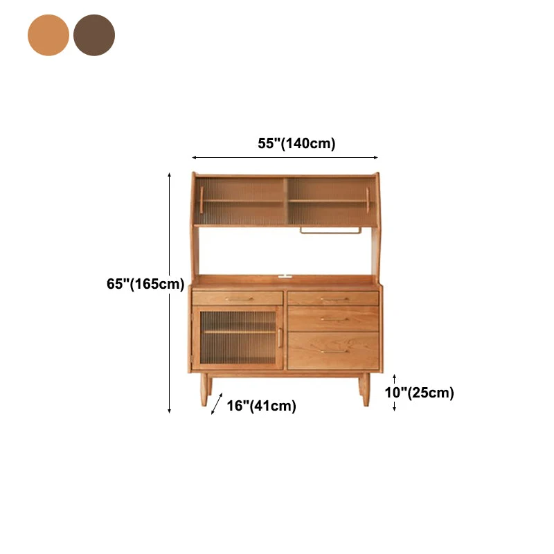 Soggiorno, stile glam, armadio con ripiano legno, tavolo da cucina con ante vetro, altezza 66 pollici Clearhalo