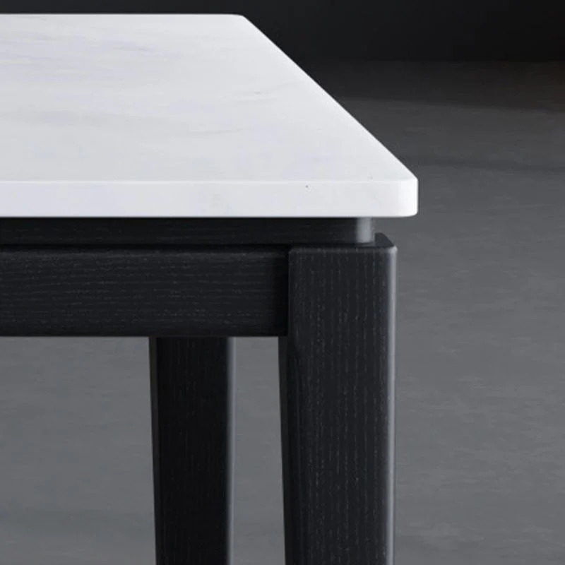 Square White Top Dining Table Industrial 4 Legs Dining Table Black Frame Clearhalo