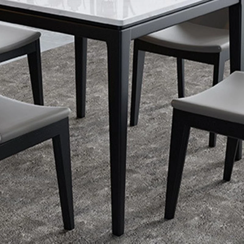 Square White Top Dining Table Industrial 4 Legs Dining Table Black Frame Clearhalo