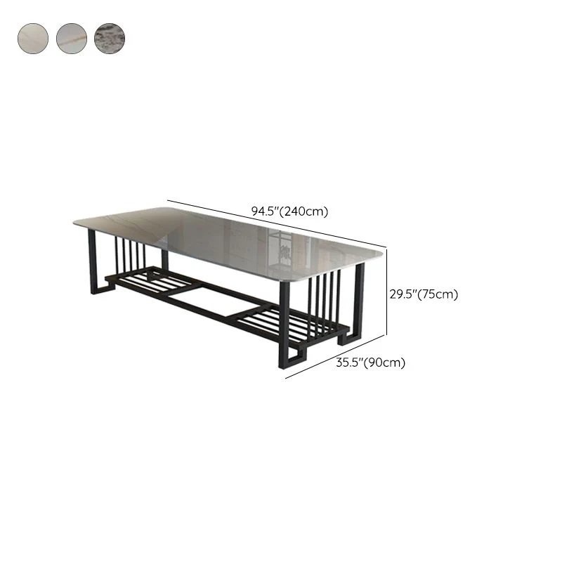 Tavoli da conferenza di forma rettangolare da scrivania stile moderno pietra con 2 gambe per ufficio Clearhalo