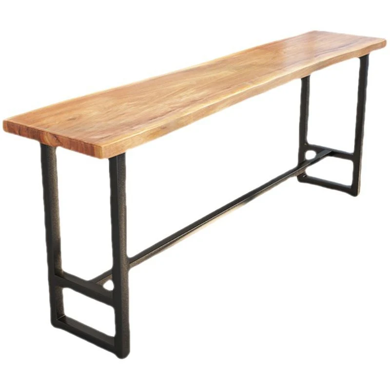 Tavolino da bancone rettangolare poggiapiedi legno moderno tavolo da cocktail bar naturale Clearhalo