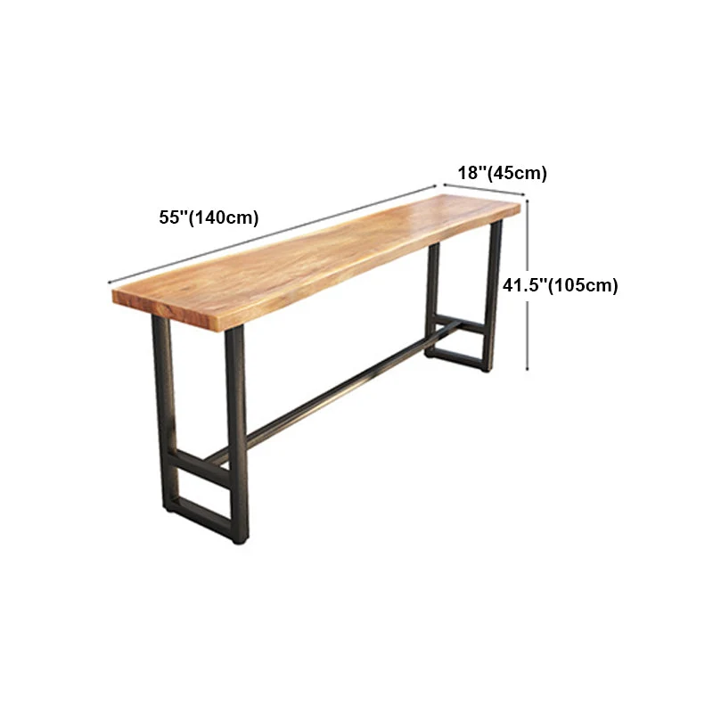 Tavolino da bancone rettangolare poggiapiedi legno moderno tavolo da cocktail bar naturale Clearhalo