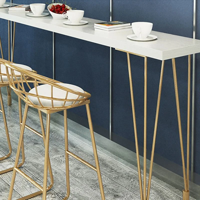 Tavolino da Bar Stile Moderno Bianco Legno e Ferro Tavolino da Bar per Interni Clearhalo
