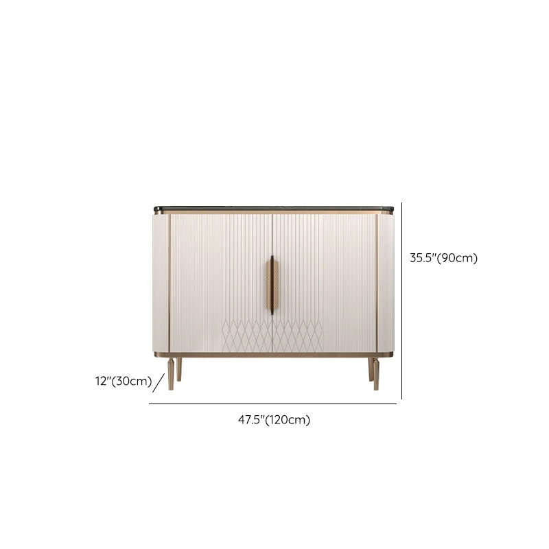 Tavolino da credenza bianco con gambe metalliche, supporto da buffet alto 35,4 pollici con contenitore Clearhalo