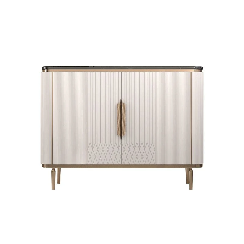 Tavolino da credenza bianco con gambe metalliche, supporto da buffet alto 35,4 pollici con contenitore Clearhalo