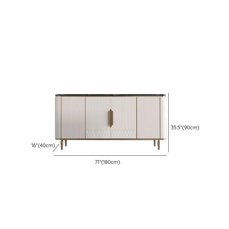 Tavolino da credenza bianco con gambe metalliche, supporto da buffet alto 35,4 pollici con contenitore Clearhalo